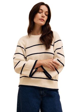 Celtic & Co. Raglan Crop Sleeve Crew Sweater in Ecru Stripe at Nordstrom, Size X-Small