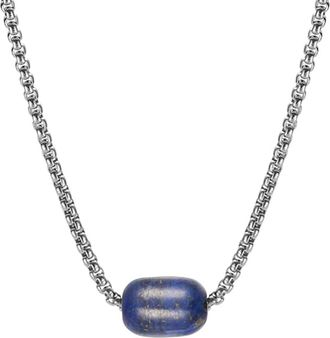 Van Heusen Mens Stainless Steel Semiprecious Stone Bead Pendant Necklace in Blue at Nordstrom Rack