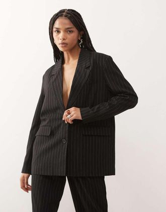 Noisy May Blazer oversize nero gessato in coordinato