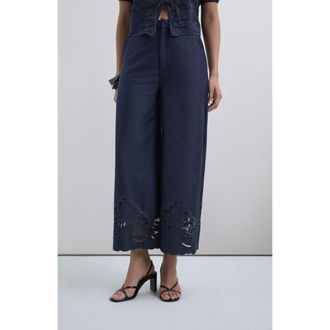 Scalpers Satenemb Pant in Navy at Nordstrom, Size X-Small Eu