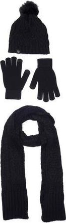 Nanette Lepore 3-Piece Braided Scarf, Beanie & Gloves Set in Black at Nordstrom Rack
