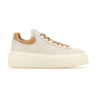 Hogan Leren Gestreepte Platform Sneakers - Dames - Sneakers - Beige - 39 EU - Leer - Schoenen