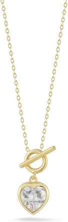 Sphera Milano Cubic Zirconia Heart Toggle Pendant Necklace in Gold/White at Nordstrom Rack