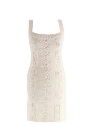 Reformation Cream Cento Cable-Knit Organic cotton Mini Dress Size S