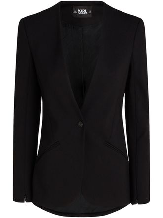 Karl Lagerfeld collarless single-breasted blazer - women - Elastane/Polyamide/Viscose - 38 - Black