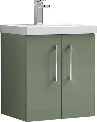Nuie Nuie - Arno Wall Hung 2-Door Vanity Unit with Basin-3 500mm Wide - Satin Green