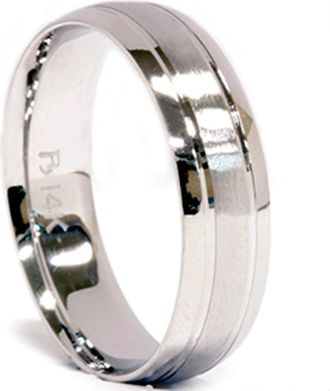 Pompeii3 Mens 14K White Gold 6mm Brushed Wedding Band Ring New Size Selectable