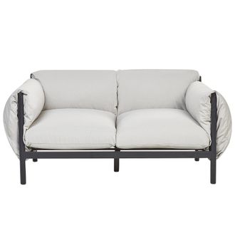 Beliani Beliani - Sof&aacute; 2 Plazas De Metal Gris Claro Negro Cojines De Tela Impermeable Esperia