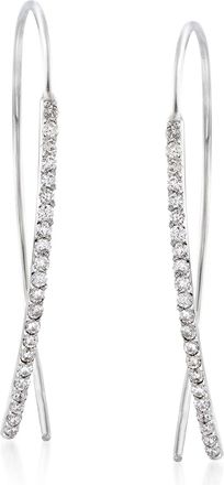Ross-Simons Diamond Linear Wire Threader Earrings in 14kt White Gold