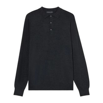 Brooks Brothers Merino Wolle Strick Poloshirt - Heren - Truien - Grijs - Maat: XL Wol