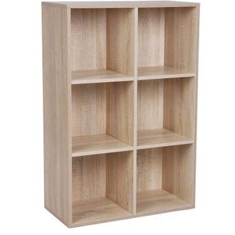 Songmics Songmics - vasagle Libreria Scaffale Mobiletto Armadietto Mobile in Legno Pannelli di Particelle a 3 Ripiani 6 Scompartimenti di Colore Quercia