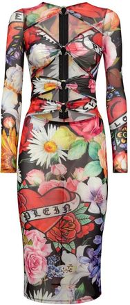 Philipp Plein Avondjurk Love - Dames - Casual kleedjes - Veelkleurig - S - Tule - Kleedjes