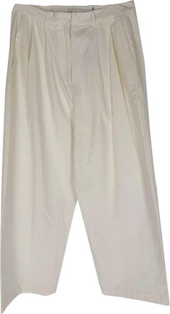 Proenza Schouler Pleated Wide-Leg Trousers in White Cotton