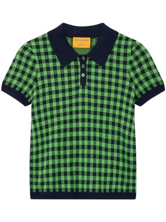 Guest In Residence Gingham Check Shrunken Polo with Contrast Trims