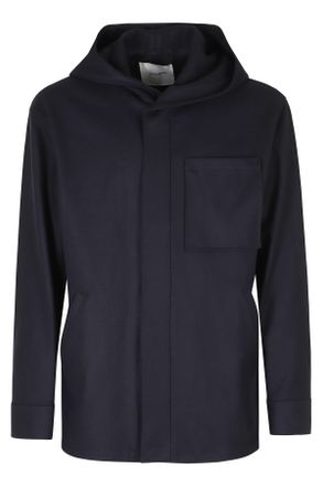 Paolo Pecora Wool Hooded Jacket With Double-Slider Zipper And Exposed Stitching