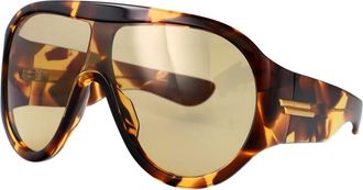 Bottega Veneta Accessoires, unisex, Bruin, ONE Size, Nylon, Oversized Shield Zonnebril