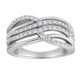 LuvMyJewelry Elaris Wave 0.25 Ct 10K Gold Diamond Ring in 10K White Gold at Nordstrom, Size 5.5
