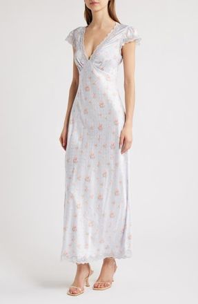 LoveShackFancy Theodore Floral Print Jacquard Dress in Skylight Blue at Nordstrom, Size 2