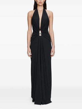 CHRISTOPHER ESBER crystal pendant ruched dress - Black