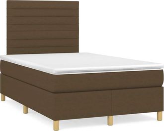 vidaXL Vidaxl - Cama Box Spring Con Colch&oacute;n Y Led Tela Marr&oacute;n Oscuro 120x190 Cm