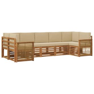 vidaXL Conjunto De Sof&aacute; Seccional Con Coj&iacute;n 6 Pcs Natural Vidaxl