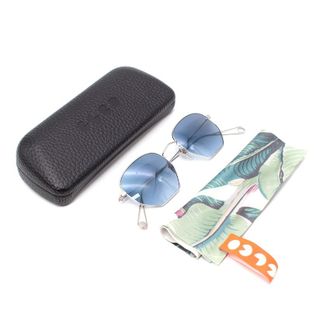 Garrett Leight Liberty Silver & Blue Gradient Octagonal Sunglasses