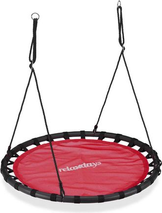 Relaxdays Relaxdays - Columpio Jard&iacute;n Redondo Ajustable Para Ni&ntilde;os Y Adultos, Hasta 100 Kg, Rojo, &Oslash; 120 Cm
