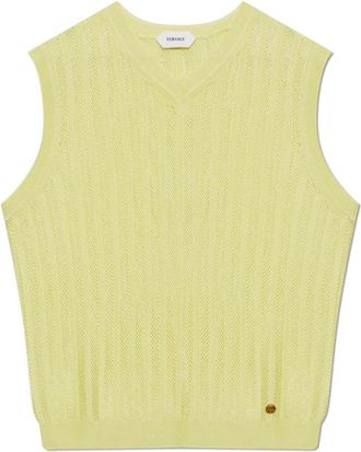 Versace V-Neck Vest - Dames - V-hals truien - Geel - XS - Truien & Vesten