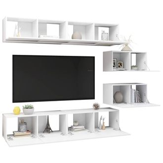 Berkfield Home Modern 6 Piece TV Cabinet Set White Engineered Wood