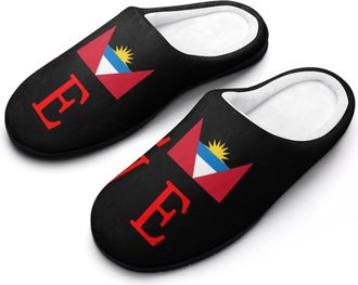 Generic Antigua And Barbuda Lover Funny Mens Cotton Slippers Shoes Novelty Soft Non-Slip Sole Home Shoe