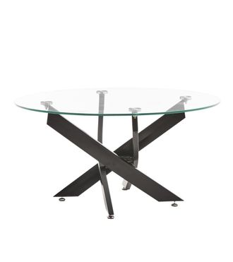 Home Heavenly Mesa centro redonda &oslash;80 cm de cristal con patas metal negras