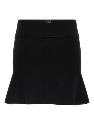 Twin-Set folded-top flared skirt - women - Viscose/Polyester - S - Black