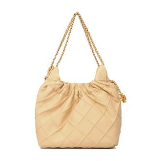 Tory Burch Shoulder Bags, female, Beige, ONE SIZE, Mini Fleming Hobo Bag