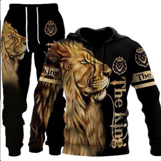 Generic Mens Lion Tiger Jogging Suit Tracksuit Wolf Sports Suit Tracksuit Casual Sports Suit, S5, XL