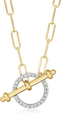 Ross-Simons Diamond Toggle Necklace in 18kt Gold Over Sterling