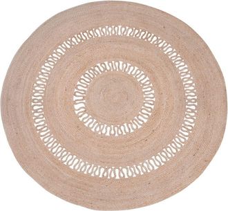 Nordlys Alfombra redonda de yute natural en marrón 180 x 180 cm
