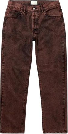 Aries Vintage Denim Jeans met rode accenten - Heren - Regular Fit Jeans - Bruin - W31 - Denim - Jeans