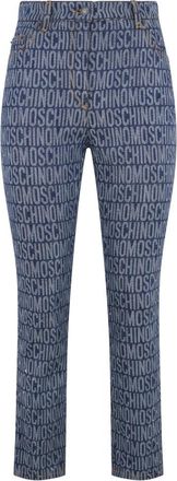 Moschino Jeans, Dames, Blauw, L, Katoen, Slim Fit Broek met Elegant Design