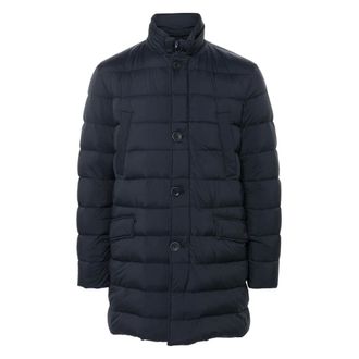 Herno Single-Breasted Coats, male, Blue, Size: 2XL Timeless Nylon Coat with Waterproof Finish