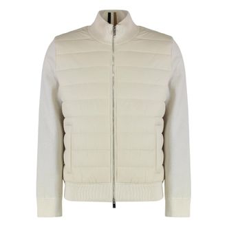 HUGO BOSS Jassen, Heren, Wit, M, Katoen, Vest met Gewatteerd Voorpaneel