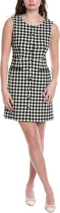 Rebecca Taylor Phillipa Check Button Front Wool-Blend Mini Dress