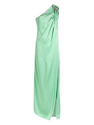 Stella McCartney draped embellished one-shoulder gown - women - Acetate/Viscose - 40 - Green