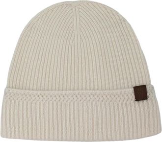 Eleventy Rib-Knit Muts - Heren - Hoeden - Wit - ONE Size - Leer - Accessoires