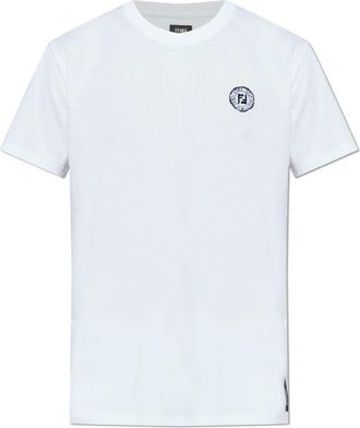 Fendi Logo T-Shirt - Heren - T-shirts - Wit - L - Katoen - Tops