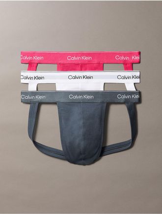 Calvin Klein Mens Icon Cotton Stretch 3-Pack Jock Strap - Multi - XL