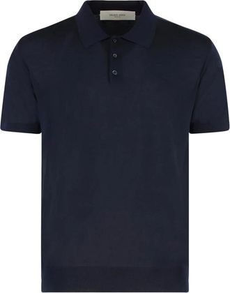 Golden Goose Short Sleeve Knit Polo Shirt - Heren - Polos - Blauw - M - Tops