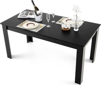 Costway Costway - Mesa De Comedor Extensible De 160 Cm, Mesa De Comedor Rectangular Con Patas En L Resistentes, Mesa Moderna Para Cocina Y Comedor, Asientos P