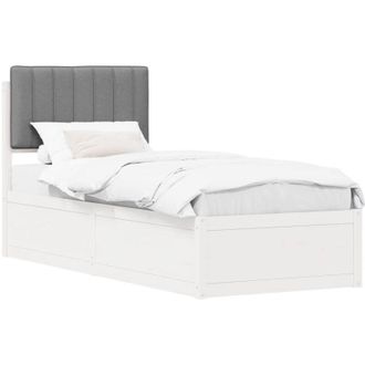 vidaXL Estructura De Cama Con Cabecera Tapizada Gris Claro 75 X 190 Cm Vidaxl