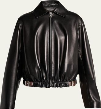 Loewe Buckle Leather Balloon Jacket