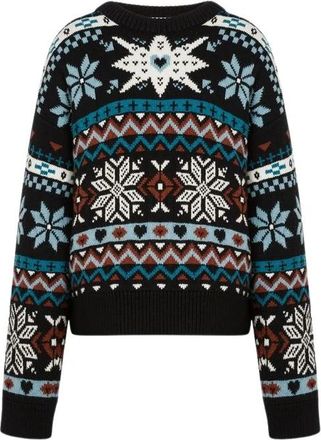 Moschino Merino wollen pullover - Dames - Ronde hals truien - Veelkleurig - M - Wol - Truien & Vesten